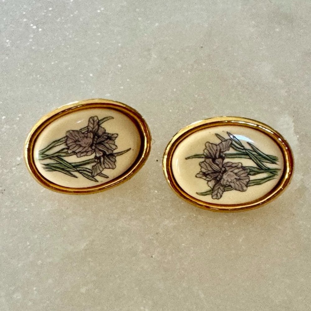 Barlow Purple Iris Clip on Earrings